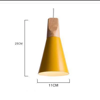 Подвесные светильники для столовой, деревянные подвесные лампы, абажур для бара в скандинавском стиле, разноцветные, алюминиевые подвесные лампы для домашнего освещения и т. Д - Цвет корпуса: Yellow small