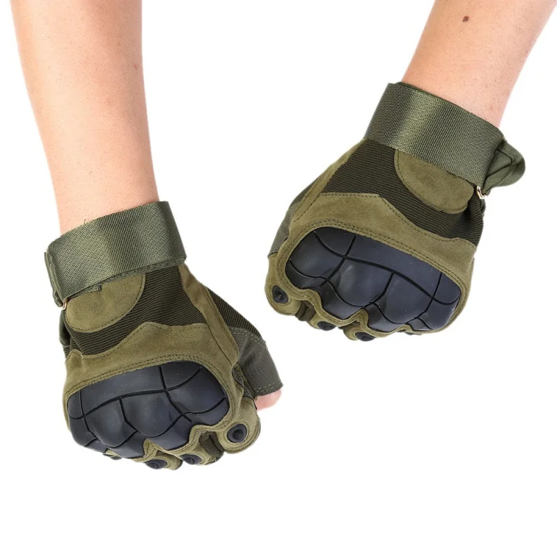 Тактические перчатки без пальцев, военные армейские перчатки для стрельбы, пейнтбола, страйкбола, углеродные жесткие перчатки на полпальца, 3 цвета