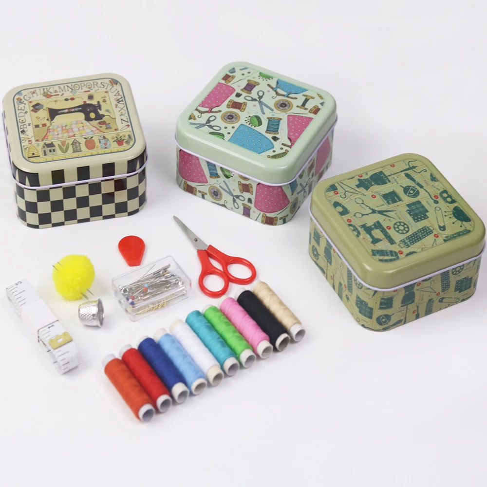 D& D швейные наборы, Мини дорожный бытовой швейный чехол, металлическая коробка для хранения ниток, игольчатые наперстки для ножниц, швейные инструменты