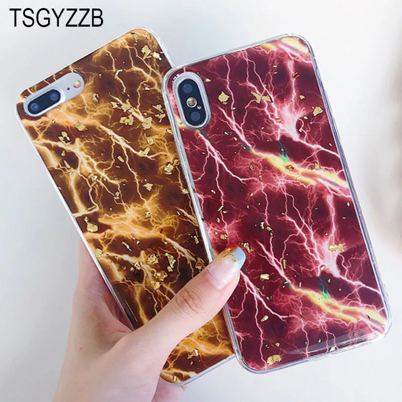 

Marble Patterned Phone Cases For iPhone 6S 6 10 7 Plus 8 Funds Ultra Thin Soft TPU Back Cover For iPhone X Luxury Gold Foil Case