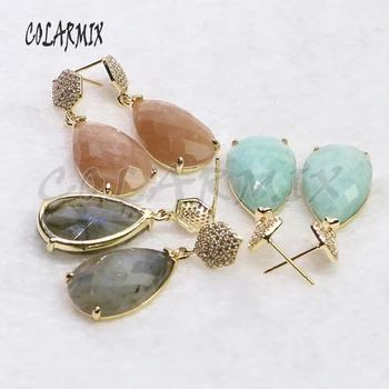 

5 pairs natural Stone dangle earrings drop earrings mix colors Wholesale drop earrings 5Pairs Gems jewelry 9019