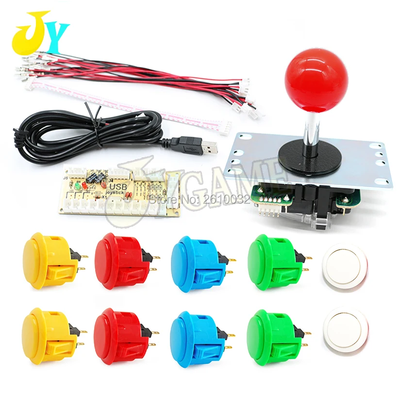 

Free shipping Original Joystick DIY Kit Zero Delay Arcade DIY USB Encoder To PC Sanwa Joystick Original Sanwa Push Buttons Mame