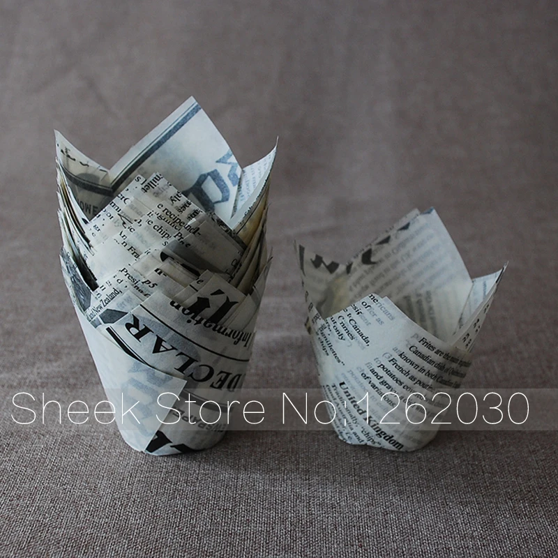 

White Newspaper muffin cupcake paper liner For Tulip Standard Cupcake Liners Wrappers 100Pcs /pack