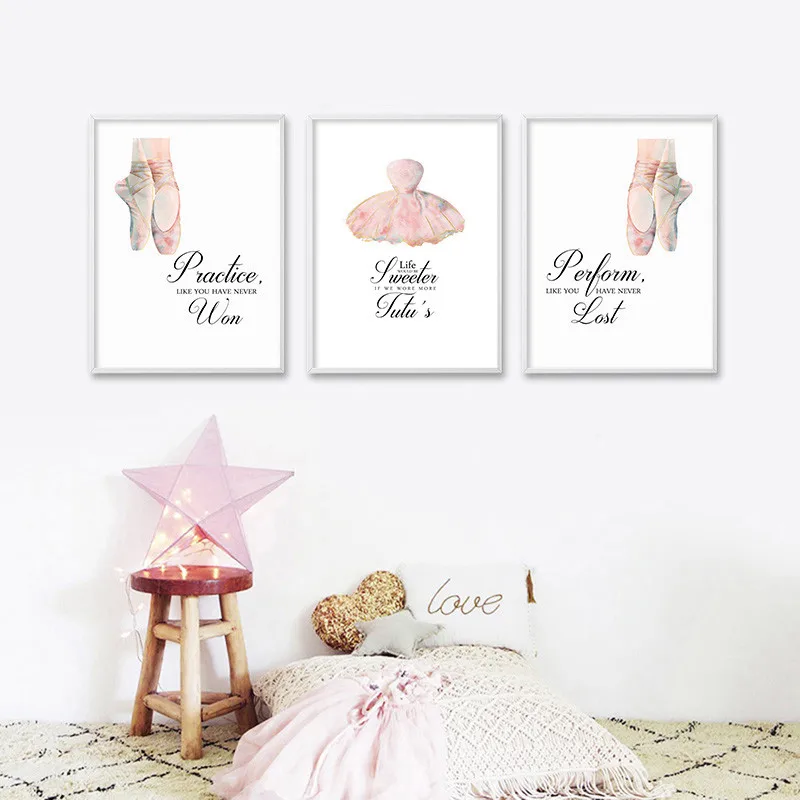 Ballet-Dancing-Wall-Art-Canvas-Poster-Nursery-Print-Motivational-Quotes-Painting-Wall-Picture-Baby-Girls-Bedroom