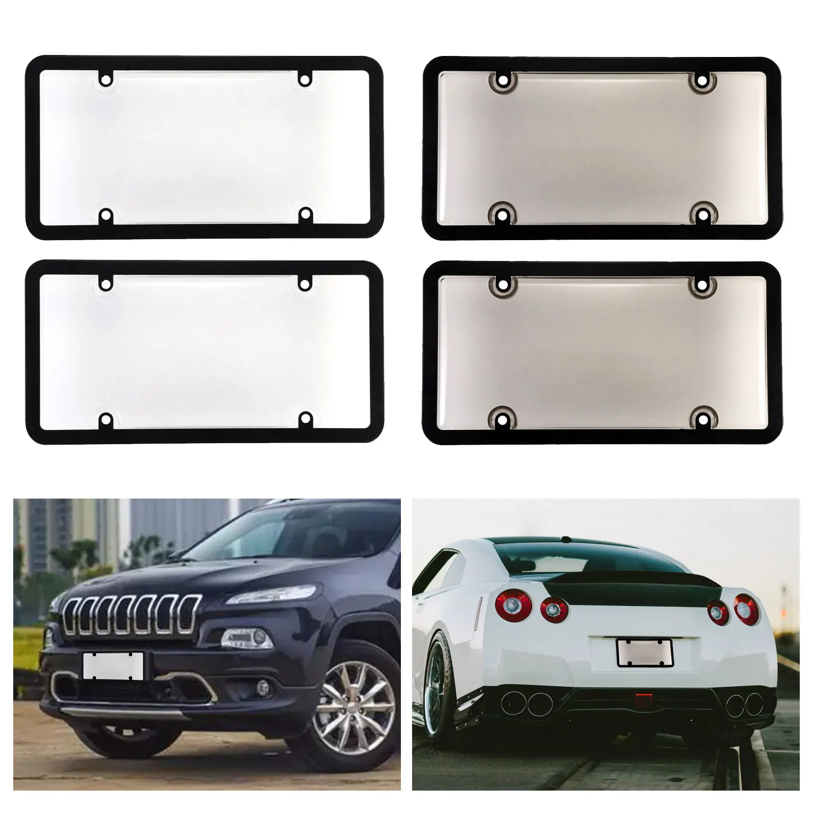 

Universal 2X Clear Smoke Car License Plate Frame Cover Bug Shield Tag Protector Car Truck Plate Holder
