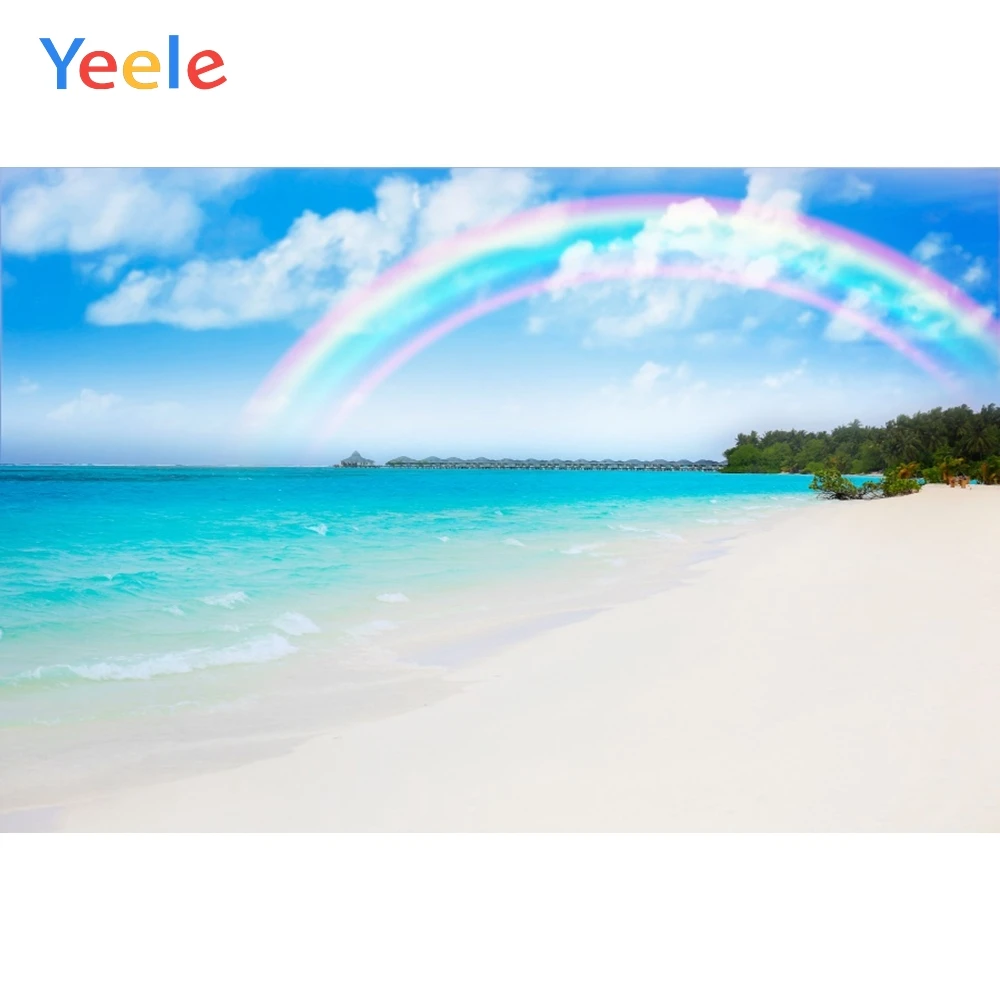 

Yeele Sky Clouds Sea Beach Wave Rainbow Forest Summer Photography Backgrounds Customized Photographic Backdrops for Photo Studio