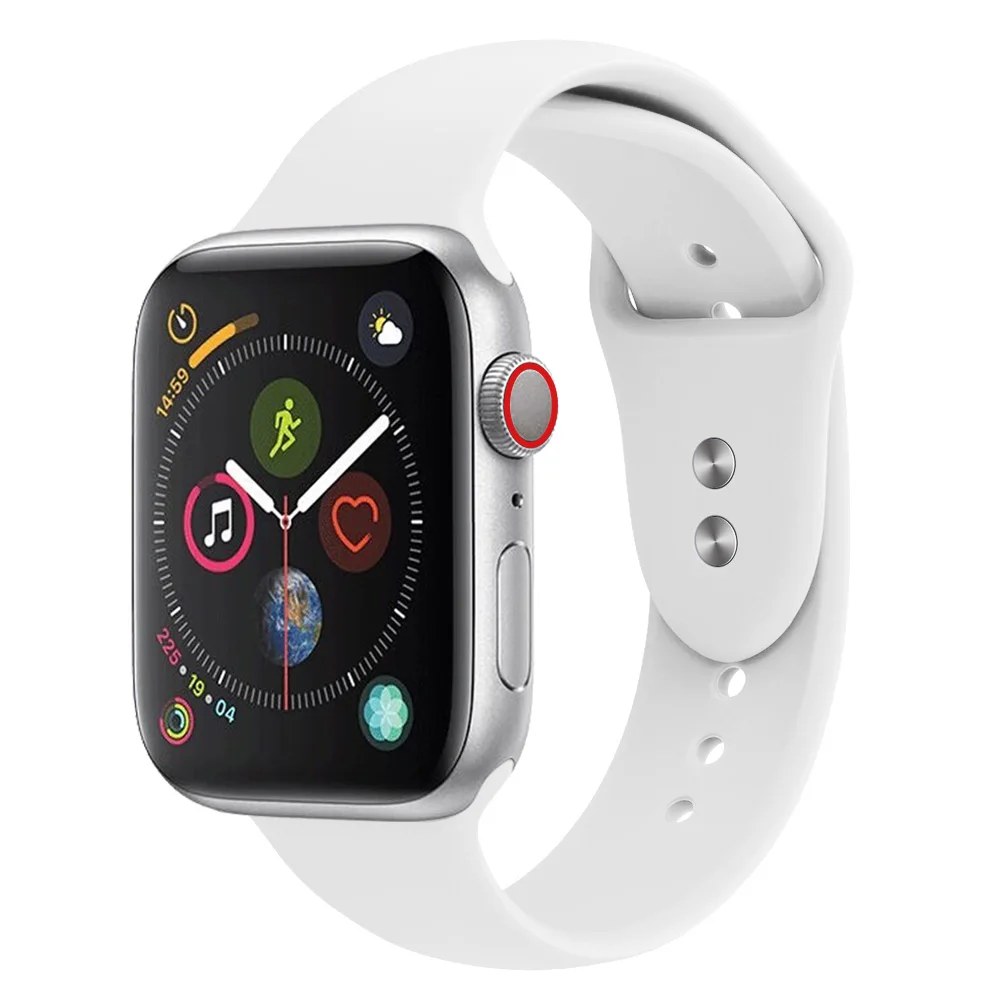 Спортивный силиконовый ремешок с двойной пряжкой для apple watch Series 4321, сменный Браслет для наручных часов, ремешок для часов apple watch 42 38 - Цвет ремешка: NO.15-White