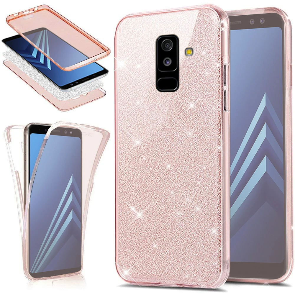 Блеск 360 полный защитный силиконовый чехол для Coque samsung Galaxy A7 J4 J6 J8 A7 A3 A5 A6 A8 S6 S7 S8 S9 плюс Funda