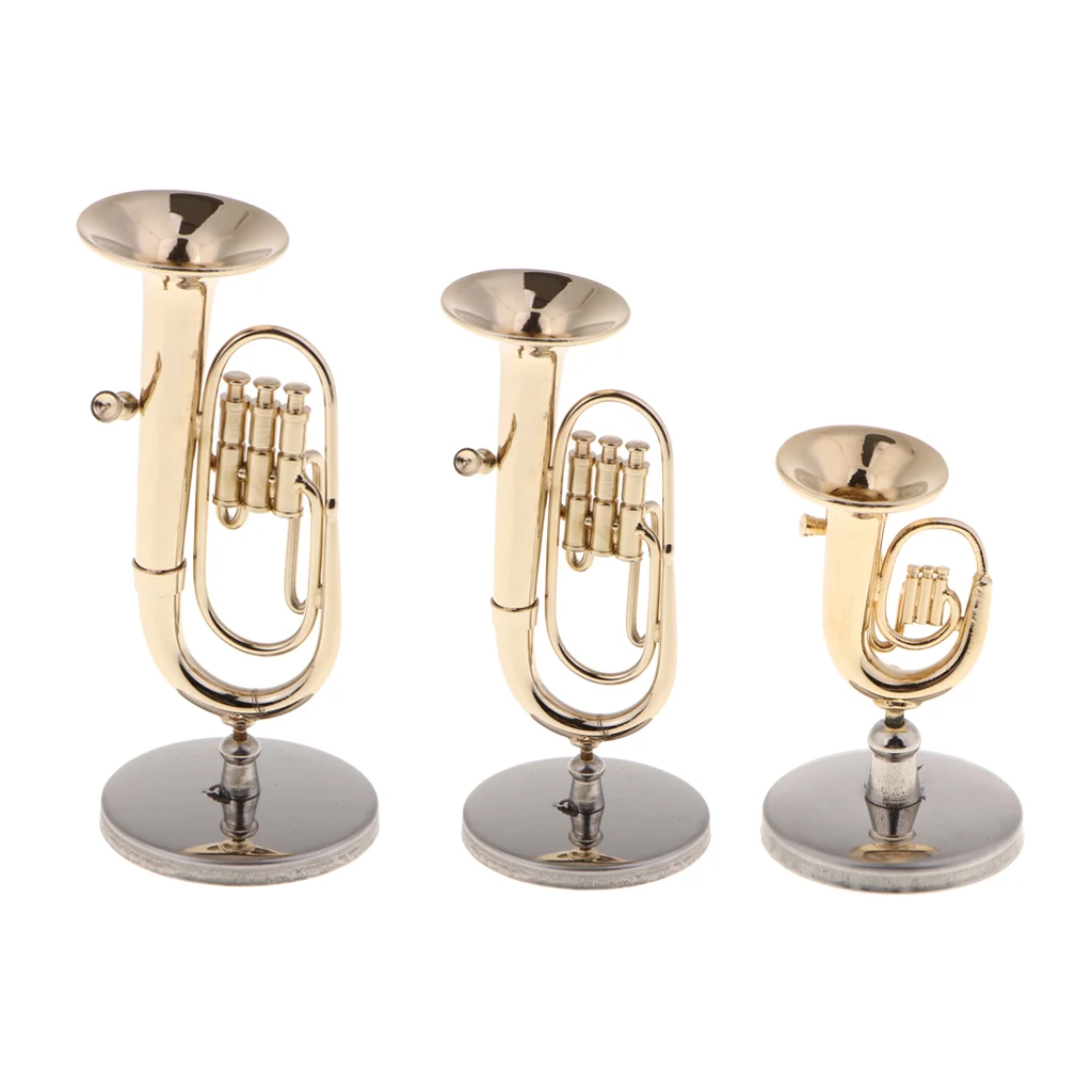 Tooyful Exquisite Copper Baritone Miniature Figurine Mini Musical Instrument Model House Office Studio Decoration