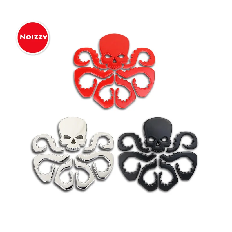 

Noizzy Agents of SHIELD Hydra Skull Logo Car Sticker 100% 3D Metal Auto Emblem Badge Black Chrome Automobile Tuning Car Styling