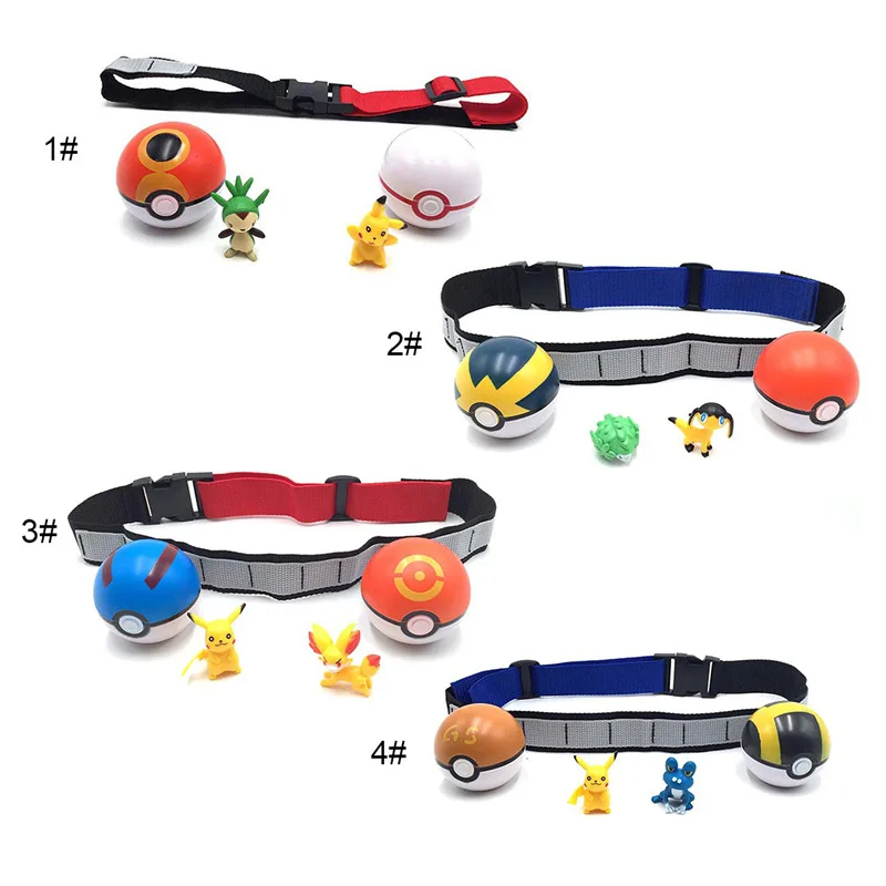 Toy Balls Pokemon Dog Cat Ball And Belt Interactive Toys Set Play Game With Pet Pokeball Accessories Products Dogs Cats Playing