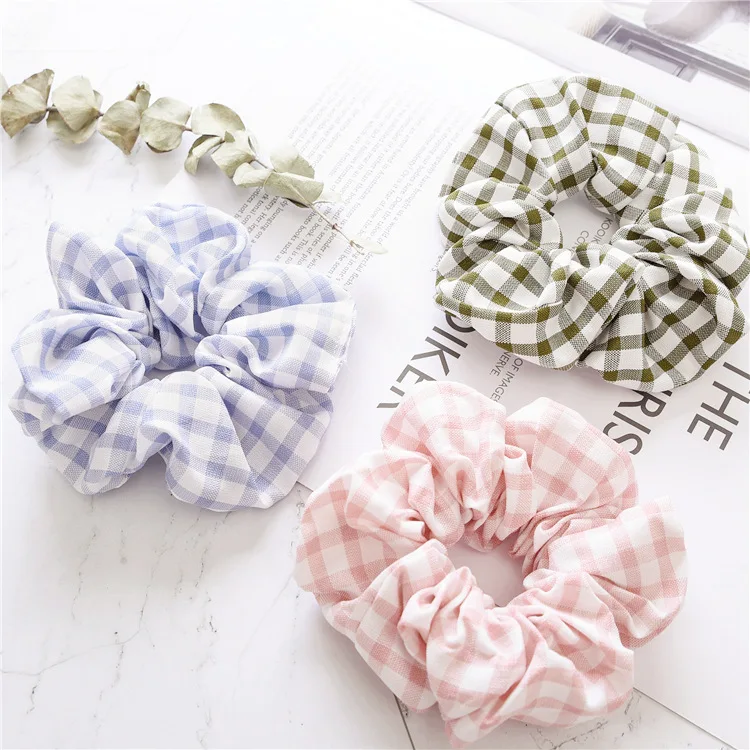 

Korean Sweet Net Plaid Elastic Hair Bands Scrunchies Hair Rope Ties For Girls Women Ponytail Holder Hair Rings Hair Accessories