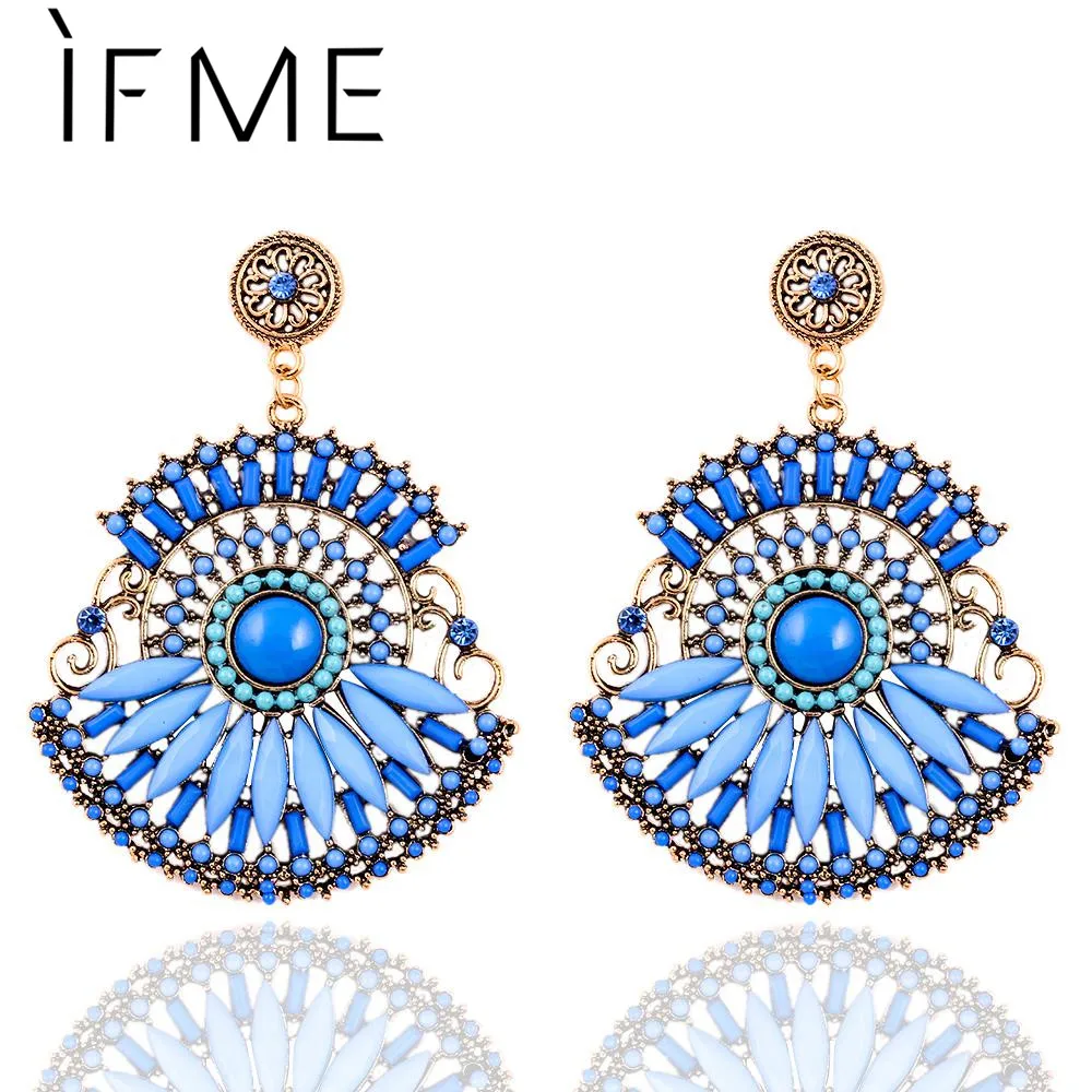 

Pendents Elegant Bohemian Drop Earrings Resin Beaded Tear Lady Heart Vintage Earrings For Women Ladies brincos Wholesale