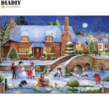 

Diamond embroidery scenic 5D diamond cross stitch crystal full diamond sets unfinish decorative Diy Diamond painting Snow house