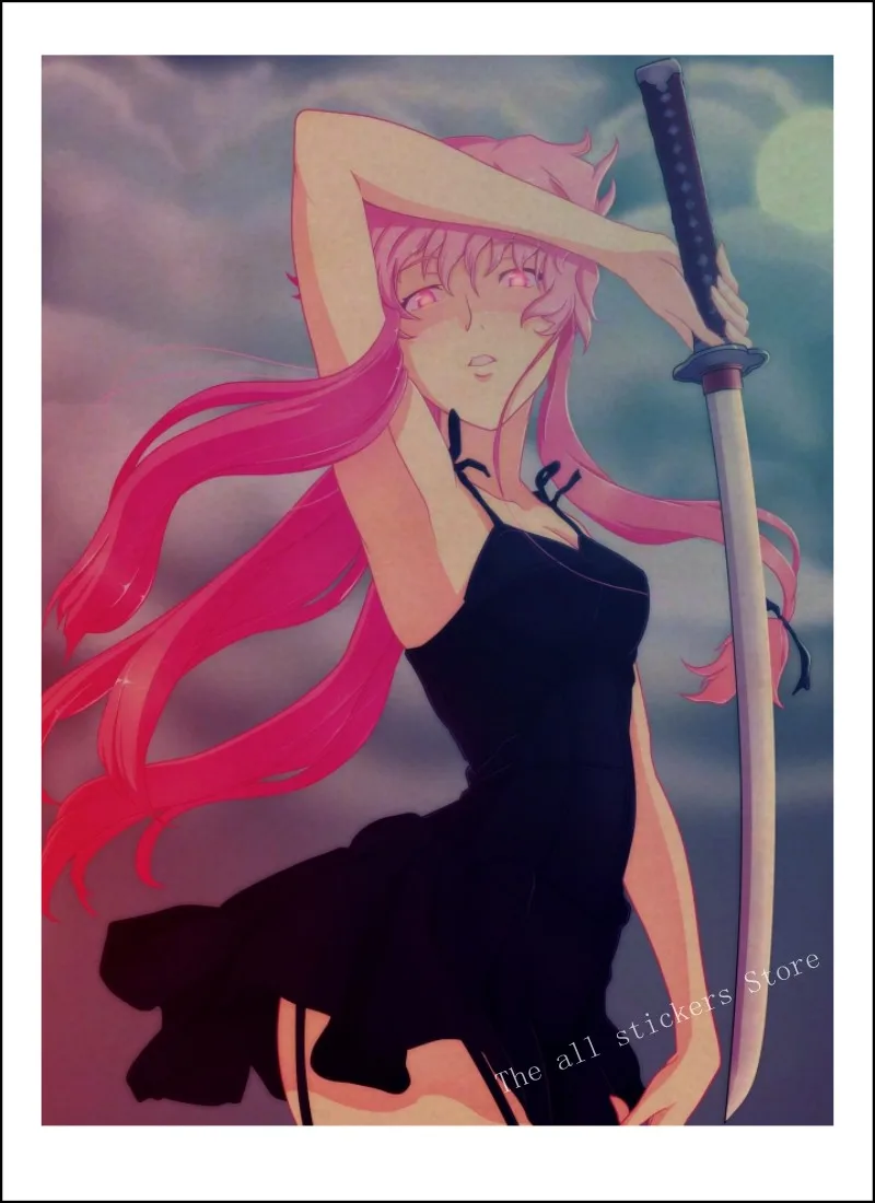 Дневник будущего Mirai Nikki Amano Yukiteru Gasai Yuno плакат из крафт-бумаги Ретро плакат стикер стены японского аниме плакат/904 - Цвет: 4