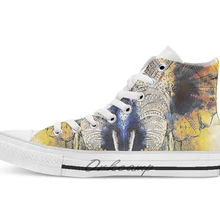 Слон чернила новизна дизайна Повседневная дышащая обувь с высоким берцем на шнуровке; Холщовая обувь кеды