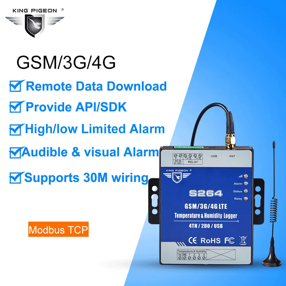 Промышленный регулятор температуры и влажности GSM/3g/4G LTE GPRS регистратор данных поддержка Modbus TCP/IP Android IOS APP S264