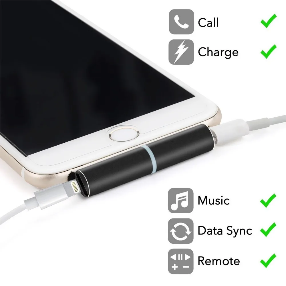 Fanshu 3 in 1 Headphone Jack and Charge Adapter Splitter Dual Lighting Female Cellphone Audio and Charging Support Calling