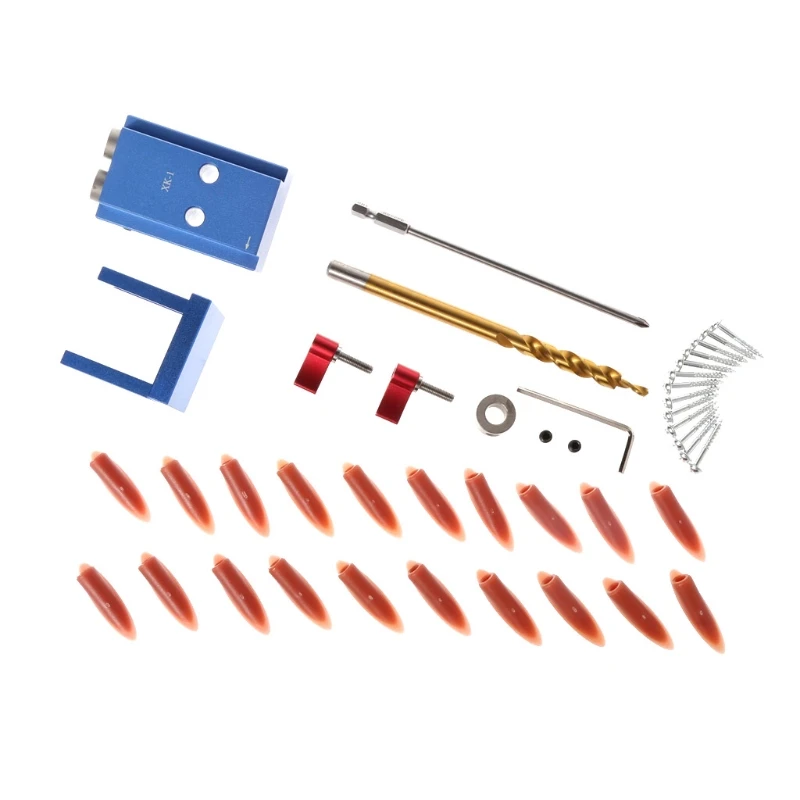 

Mini Kreg Style Pocket Slant Hole Jig System Kit with Step Drilling Bit Wood Work Tool Set #Aug.26