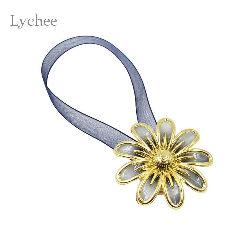

Lychee 1pc Sunflower Magnetic Curtains Tieback Magnet Curtains Buckle Curtain Clip Ribbon Strap Accessories