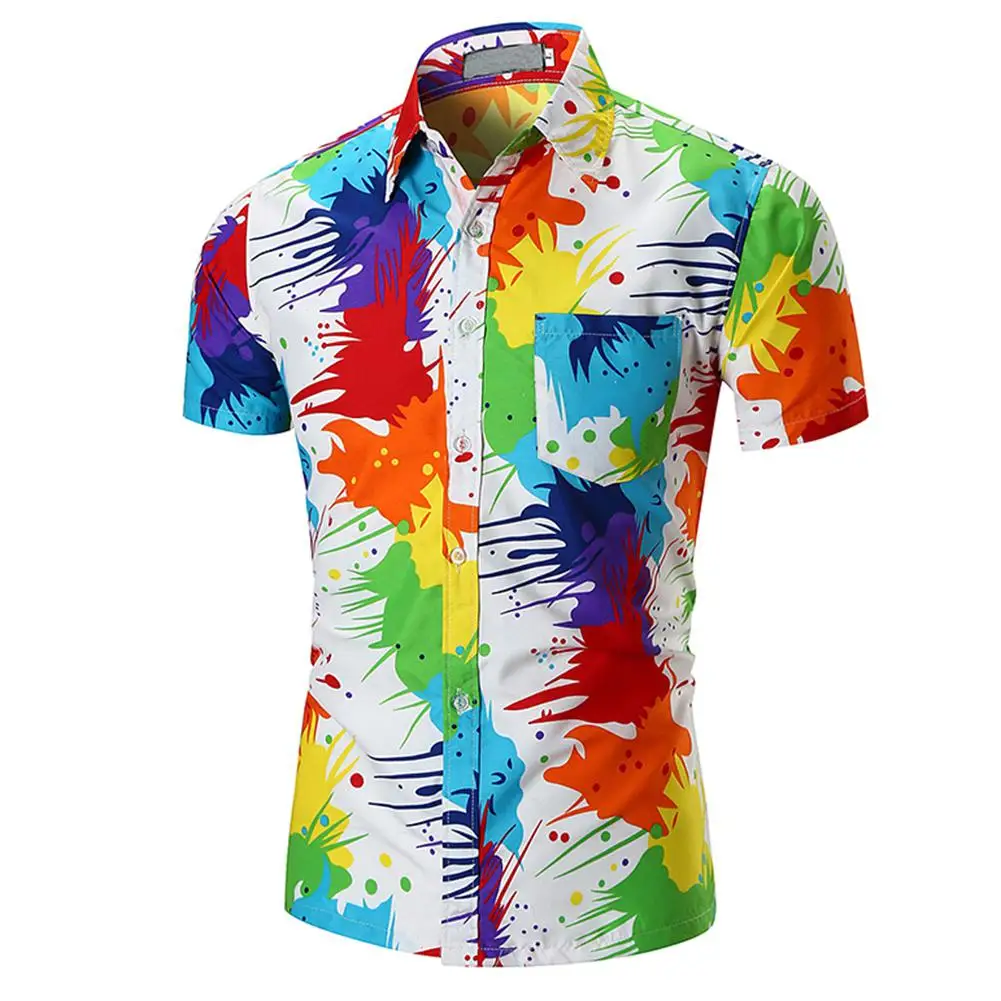 Holiday Style Summer Shirts paint Stylish Printing Beach Men's Tops Big
