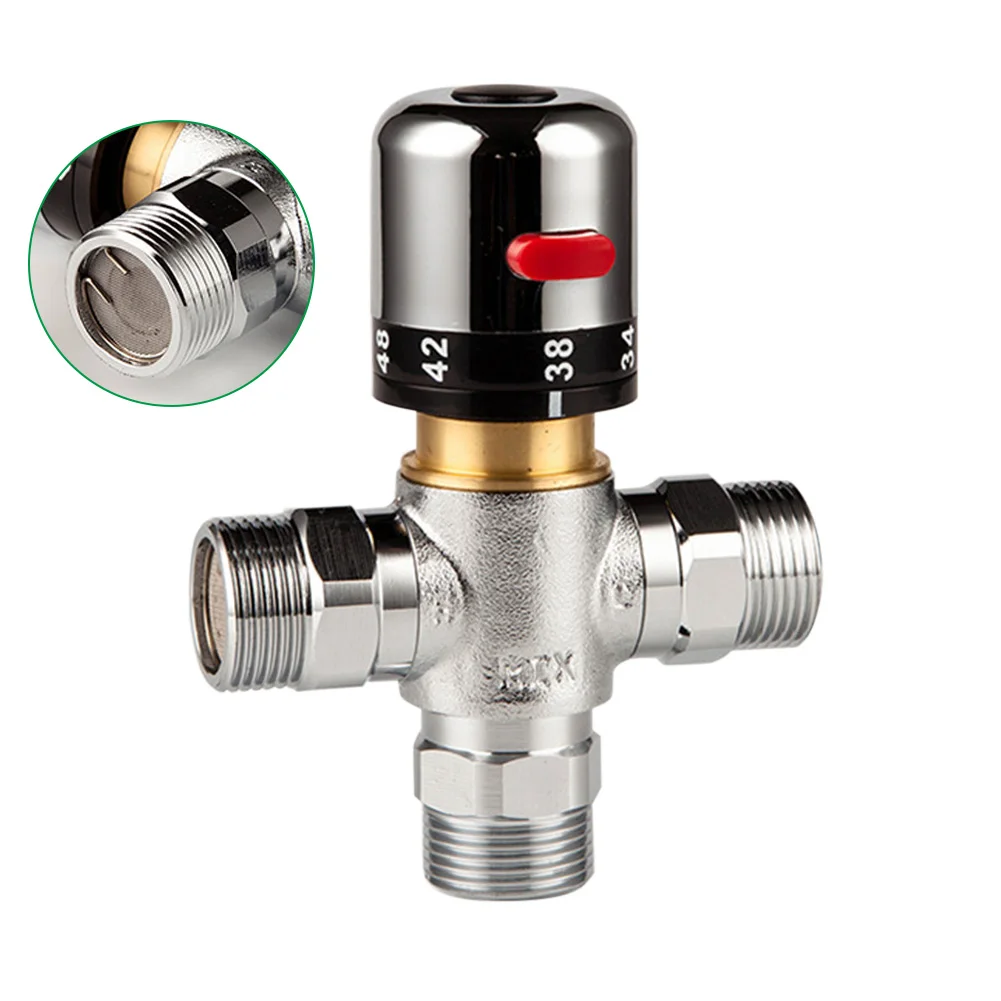 Thermostatic Mixing Valve Adjust Temperature Control Mixer Brass For