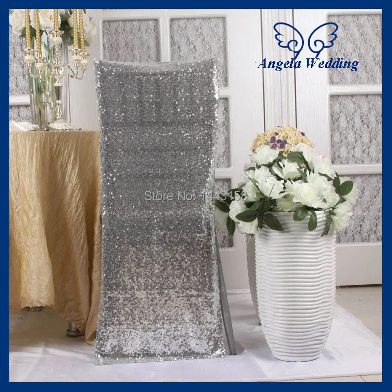 CH004R wholesale cheap wedding glitter silver sequin chair coverin