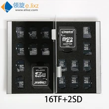 Серебряный Красный Синий Золотой 18 в 1 алюминиевый ящик для хранения сумка кошелек с отделами для карт кошелек большой емкости для 2* для Sd 16* mirco