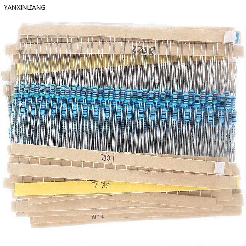 600 шт. набор металлопленочных резисторов 1/4 Вт 1% 20 видов|resistor assorted kit|resistors kit setmetal