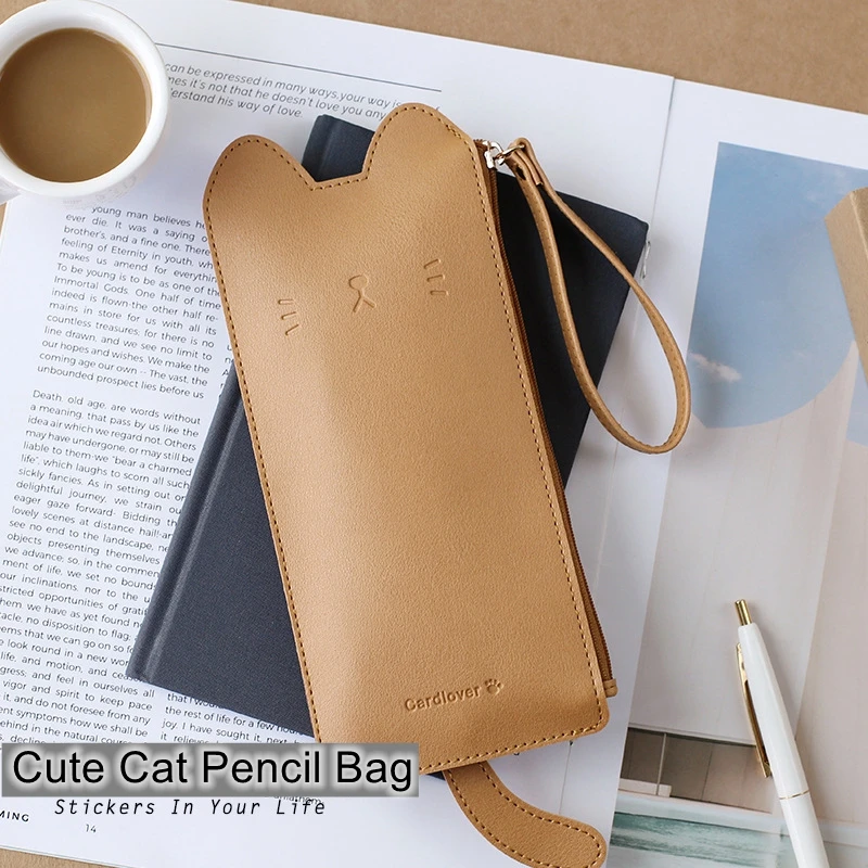 

Note For Cat Cute Flat Pencil Bag 9*20cm Zipper Case Gift 1 Piece