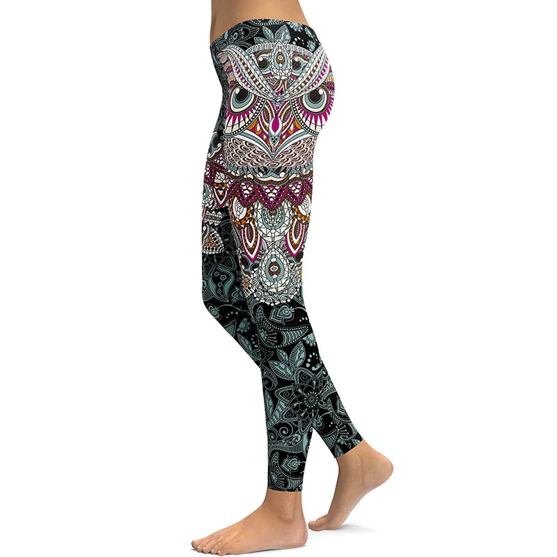 3D printed Owl paisley Mosaic women's yoga pants Running leggings Gym outfits jeggings (1)