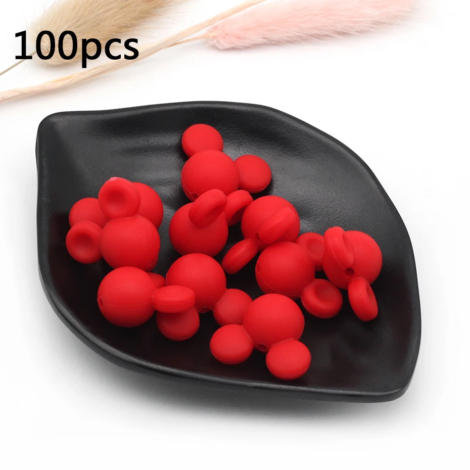 10 100pc 50 шт/100 шт Силиконовые милые мини Микки силиконовые бусины Подарок для душа DIY ремесло Детские принадлежности для кормления ребенка силиконовые прорезыватели - Цвет: 10 100pc