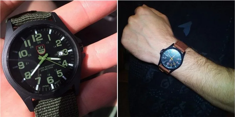 automatic quartz watch XINEW Nylon Strap Watches Men Casual Auto Date Quartz Watch Military Army Green Watch Simple Analog Sport Man Wrist Watch Quartz Watches real