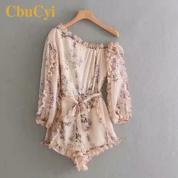 

New Boho Floral Print Playsuits Bohemian Beach Chiffon Playsuit Swiming Jumpsuit Romper Summer Style Sexy Women Playsuit