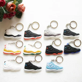 17 Color Mini Silicone Jordan 11 Keychain Bag Charm Woman Men Kids Key Ring Gifts Sneaker Key Holder Accessories Shoes Key Chain