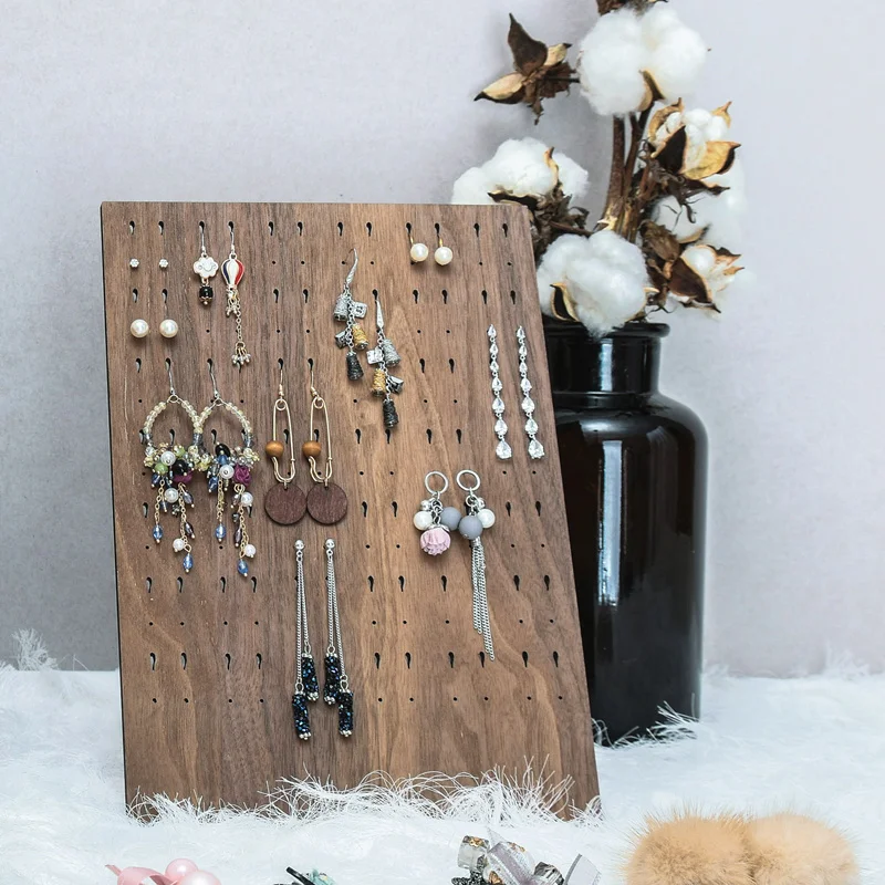 

Vintage Black Walnut Jewelry Earring Rack Solid Wood Earings Display Storage Holder Jewelry Stand Earrings Jewelry Display Tray
