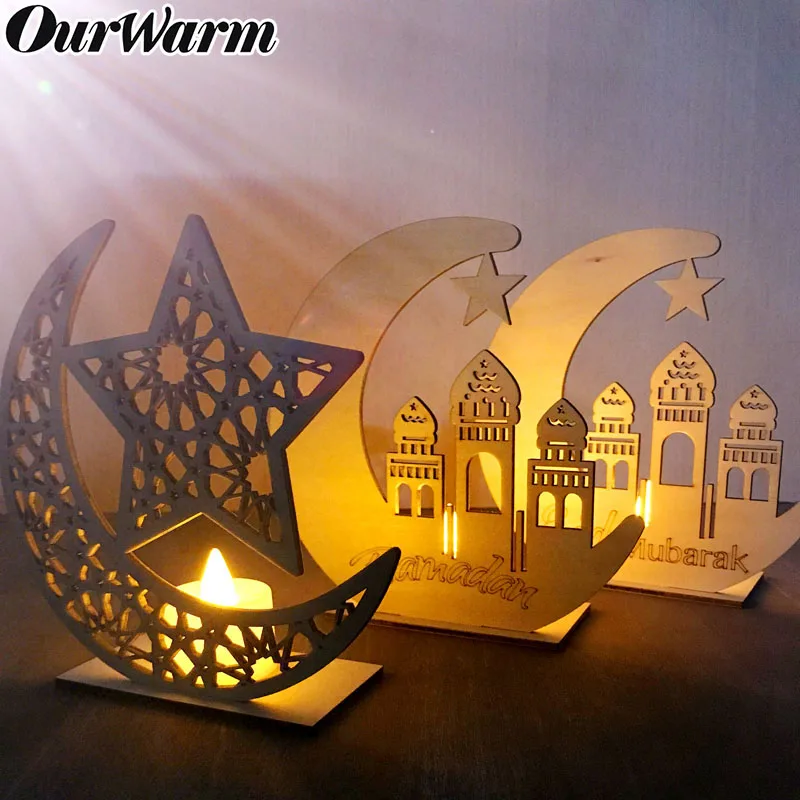 Ramadan Wooden Eid Mubarak Decoration For Home Moon Islam Hanging Decor Pendant