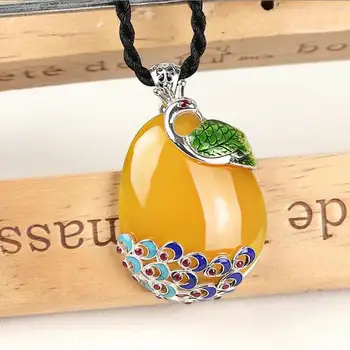 

vintage peacock S925 Silver pendant fashion Enamel lucky pendant 32*46mm