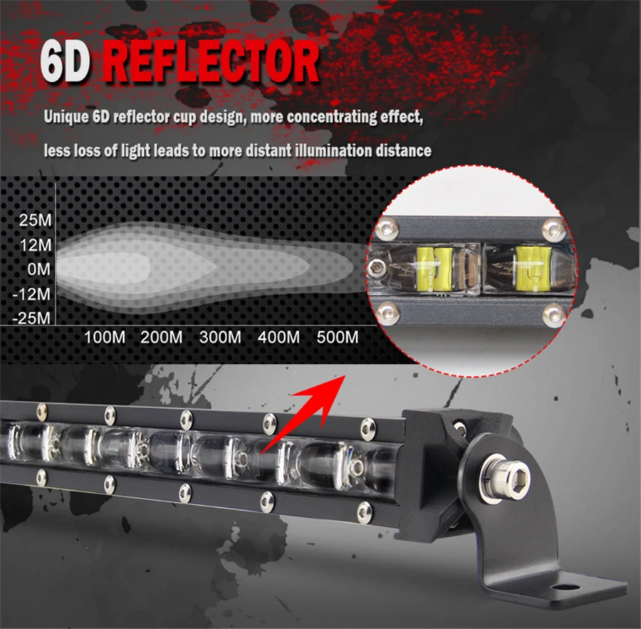 13,4 ''алюминиевый 6D 12 Светодиодный точечный луч тонкий светодиодный рабочий свет бар Однорядный автомобиль внедорожник лампы Новинка