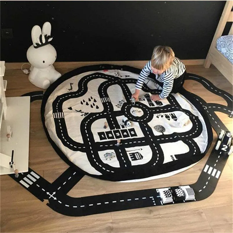 Abbyfrank 140cm Play Mat Baby Canvas Crawling Mat Play Game Toys At Home For Child Baby