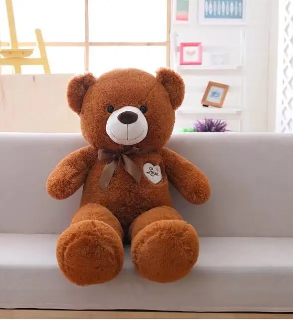 Высокое качество 1 шт. 90 см стиль Классическая набивная плюшевая игрушка медведь плюшевые игрушки лучшие подарки для подружек и детей - Цвет: Коричневый
