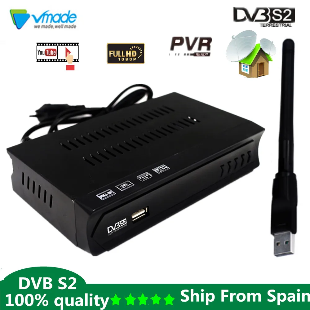 Vmade Бразилия Южная Америка DVB-S2 спутниковый ресивер цифровой ТВ box тюнер DVB S2 приемник с поддержкой Wi-Fi Biss Youtube CCCAM