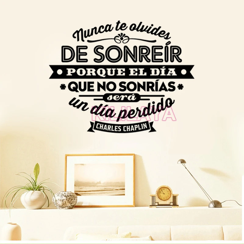 Stickers Spanish Nunca te olvides de sonreir Vinyl Wall