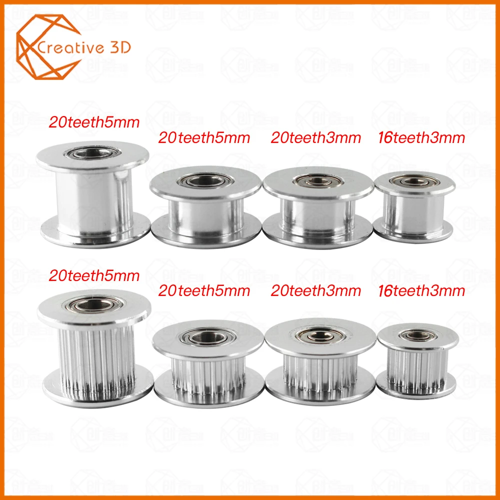 

3d GT2 Timing Pulley Idler 16/20 Tooth Wheel Bore 3mm /5mm Aluminium Gear Teeth Width 6/10mm 3D Printers Parts For Reprap Part