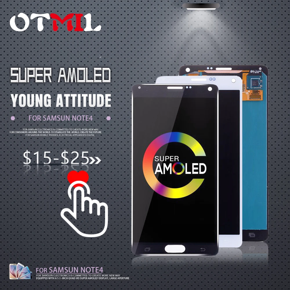 

OTMIL 5.7"AMOLED For SAMSUNG Galaxy Note 4 LCD DisplayTouch Screen with Frame For SAMSUNG Note 4 LCD For N910A N910F N910H #1