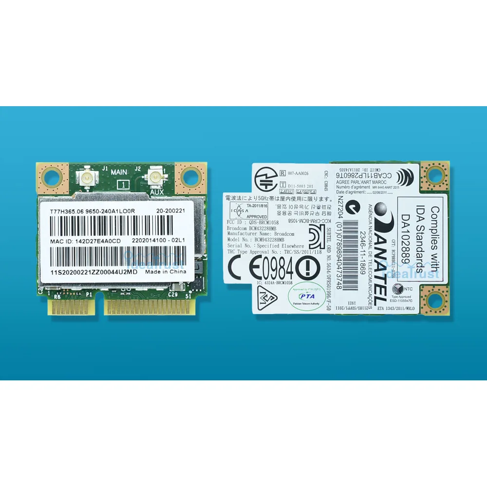 BCM943228HMB 300 Мбит/с 802.11a/b/g/n 2,4 и 5G Bluetooth 4,0 Половина мини PCIe BT4.0 WLAN Wi-Fi беспроводная сетевая карта