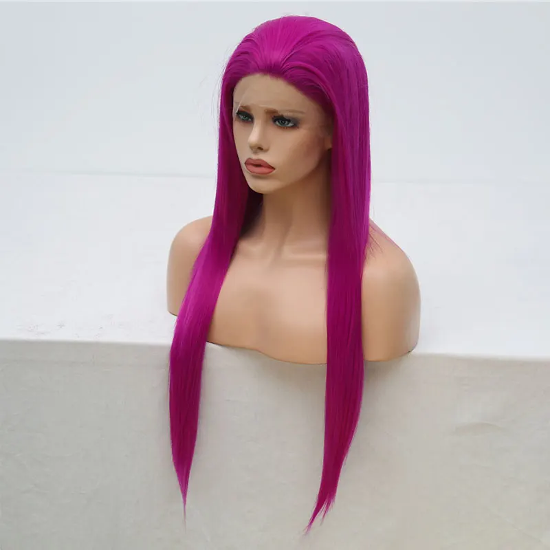 Bombshell синтетический синтетические волосы на кружеве парик Фиолетовый Пурпурный длинные прямые Термостойкие волокно ВОЛОС расст