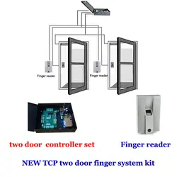 Tcp/ip две двери + PowerCase контроллер доступа комплект. Включает два контроллер доступа дверь, палец Reader, палец сбора, TFP-02