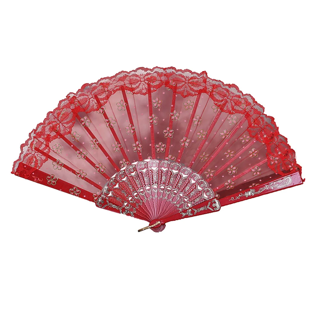 

Decorative Fans Best Chinese Style Dance Wedding Party Lace Silk Folding Hand Held Flower Fan Drop Shipping 19Mar 19 Dance Fan