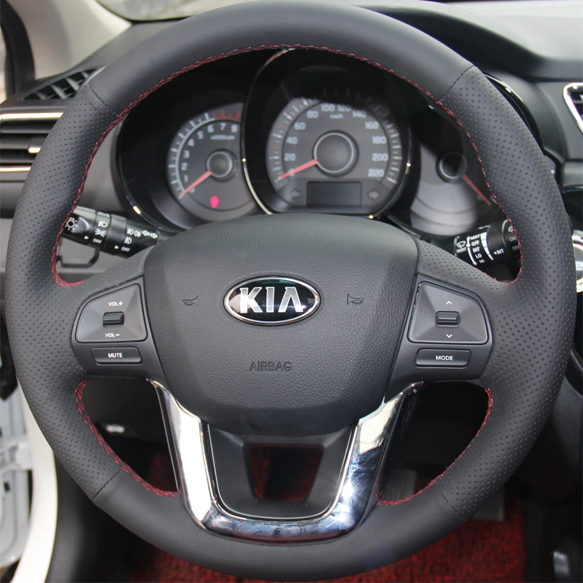 Black Artificial Leather Car Steering Wheel Cover for Kia K2 Kia Rio 2011 2012 2013in Steering